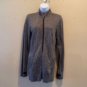 Orange Theory gray fitted full zip jacket, perfect for right after your work out